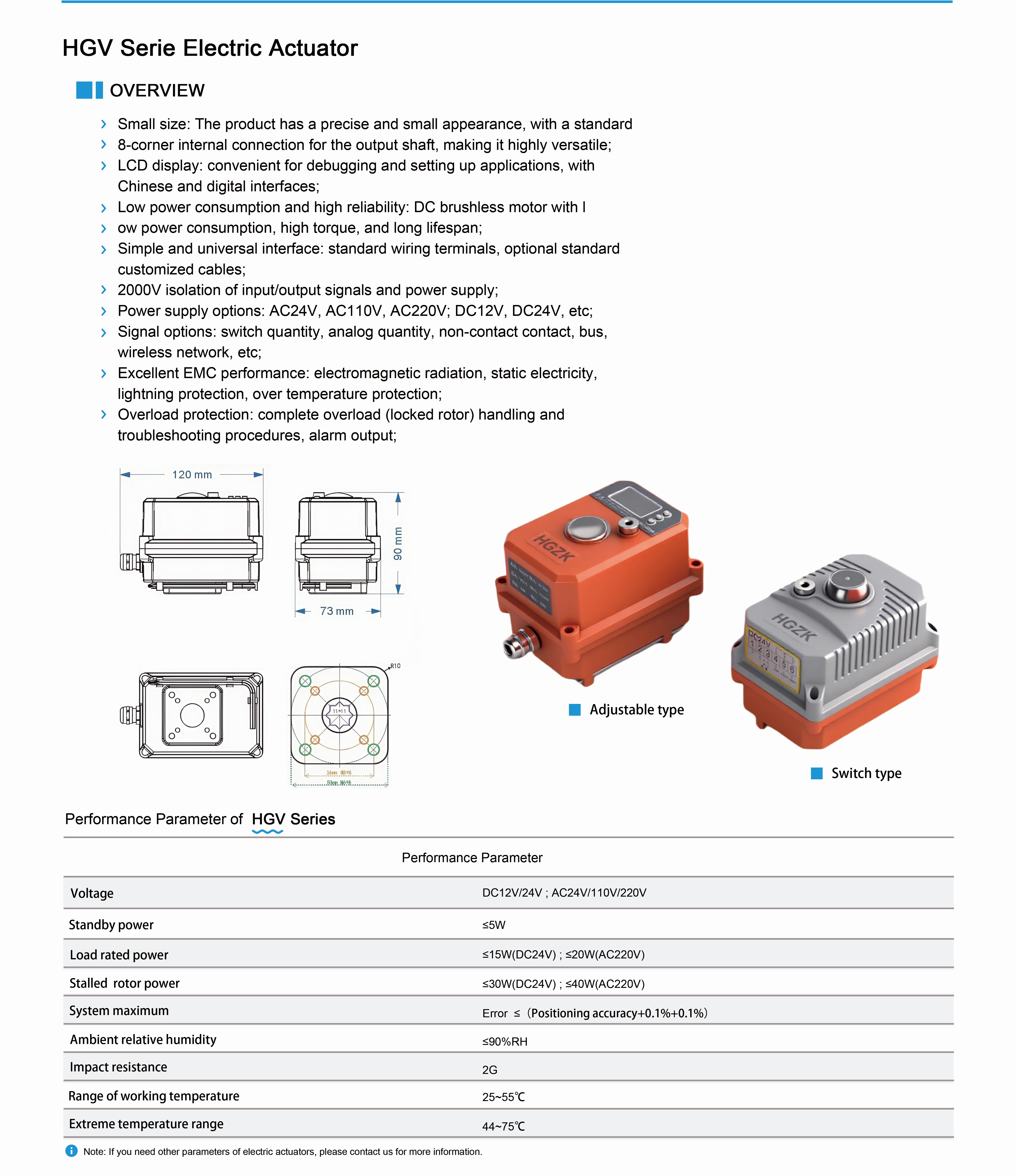 HGV Electric actuator with LCD screen