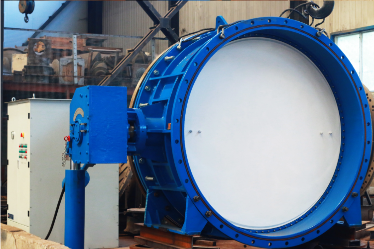 Three eccentric hard sealed flange butterfly valve for hydraulic control of water turbine inlet