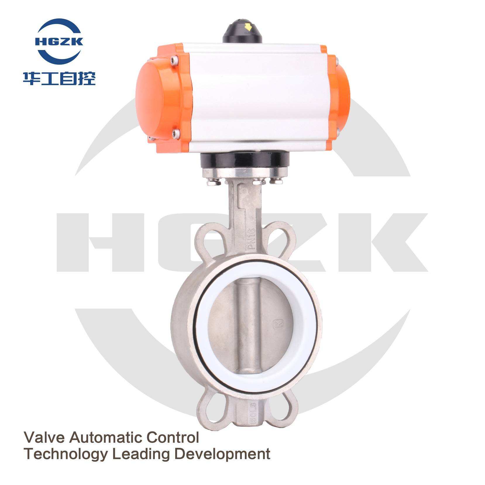 PDV-3PPF Pneumatic Wafer All Stainless Steel PTFE Butterfly Valve