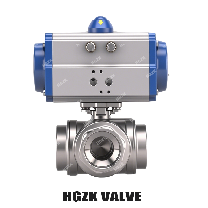 P3QV-1PPF Pneumatic Threaded Three-way Ball Valve