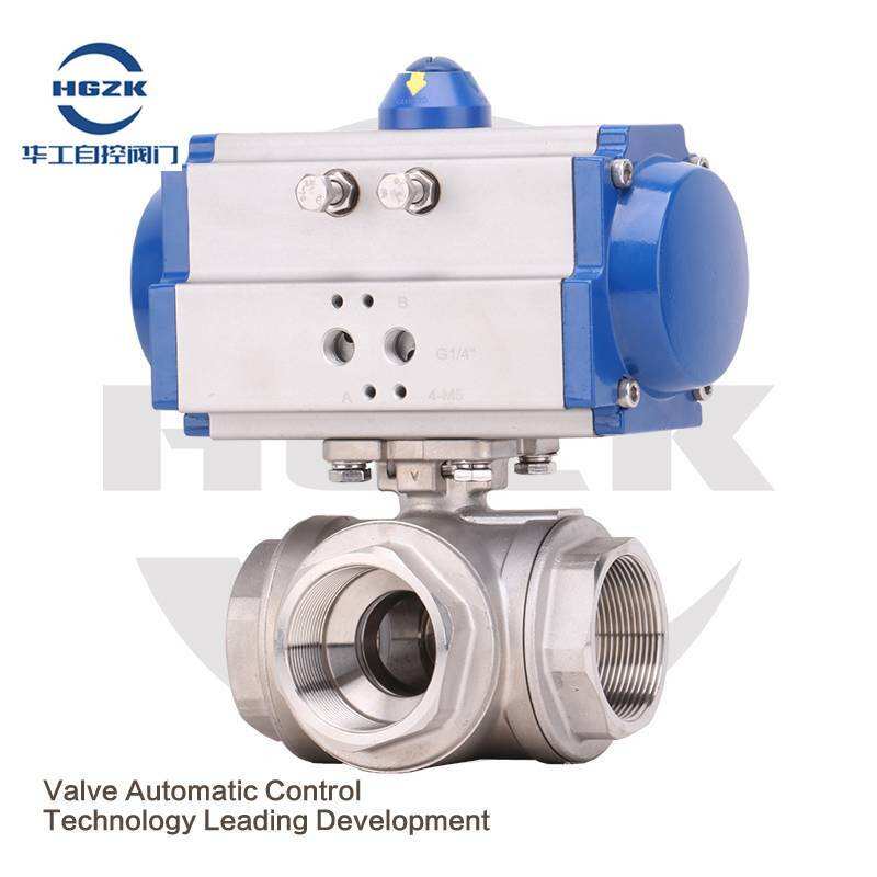 P3QV-1PPF Pneumatic Threaded Three-way Ball Valve