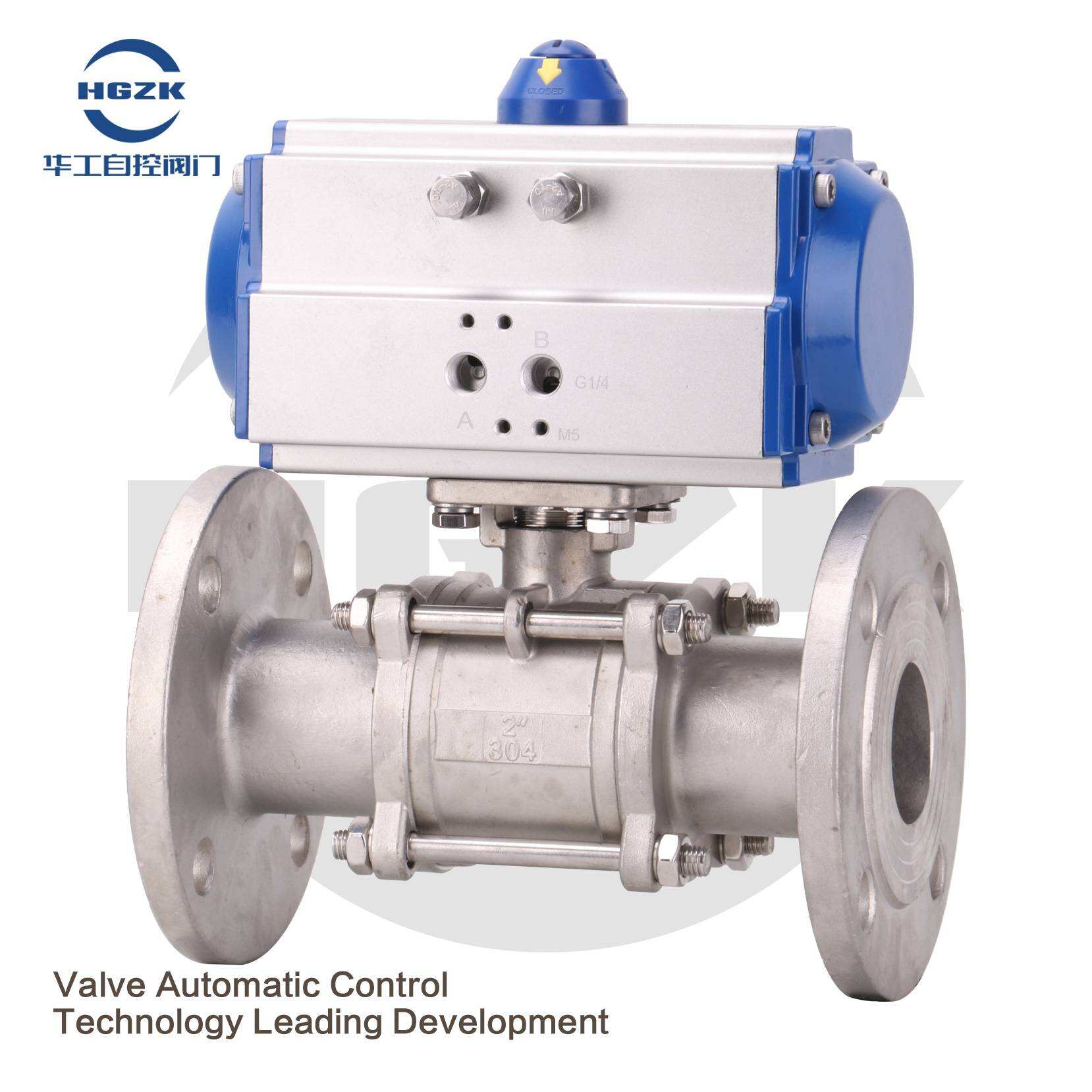 PQV-2PPX AT Pneumatic Stainless Steel Flange Three-piece Ball Valve