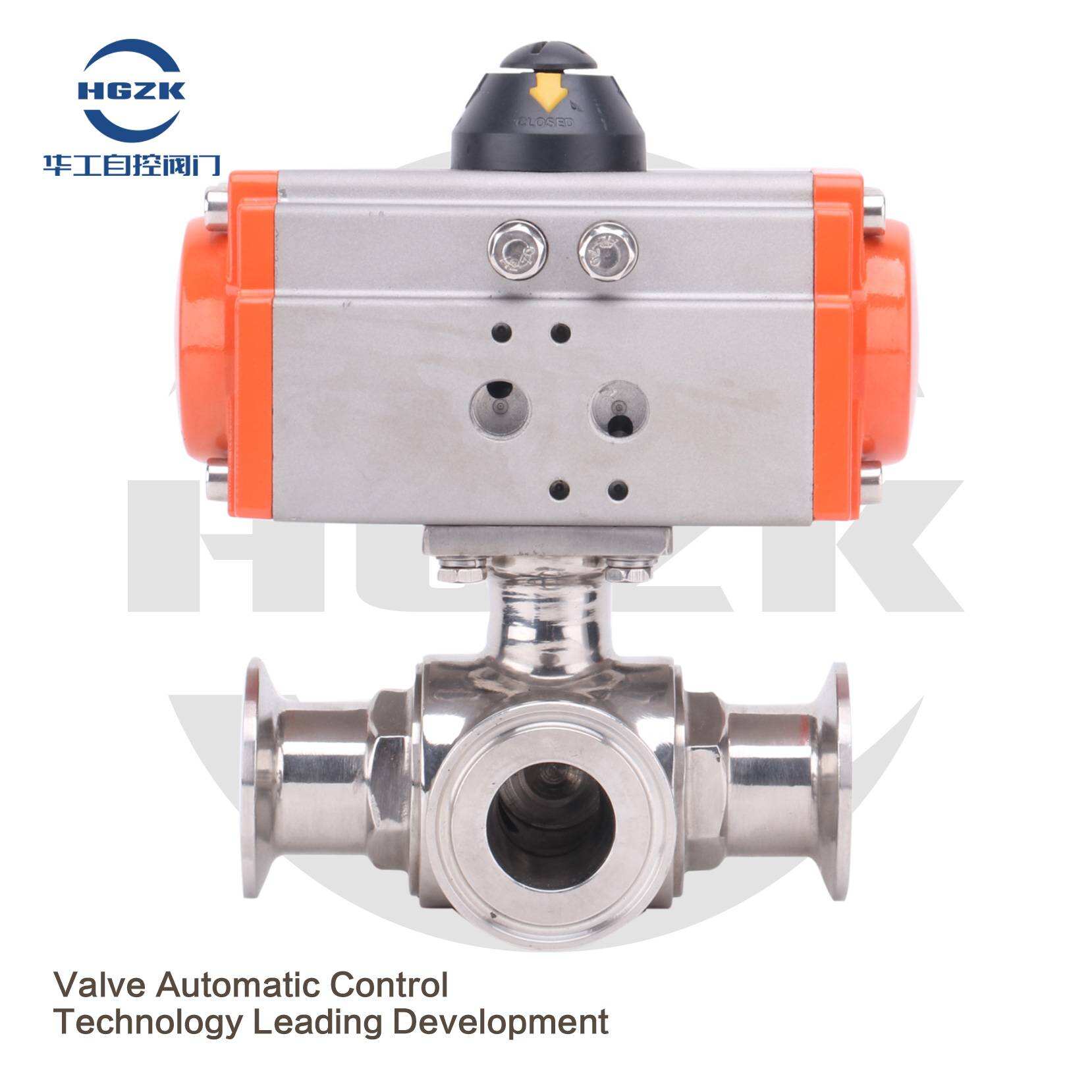 PQV-6PPG Sanitary Stainless Steel Pneumatic Three-Way Ball Valve