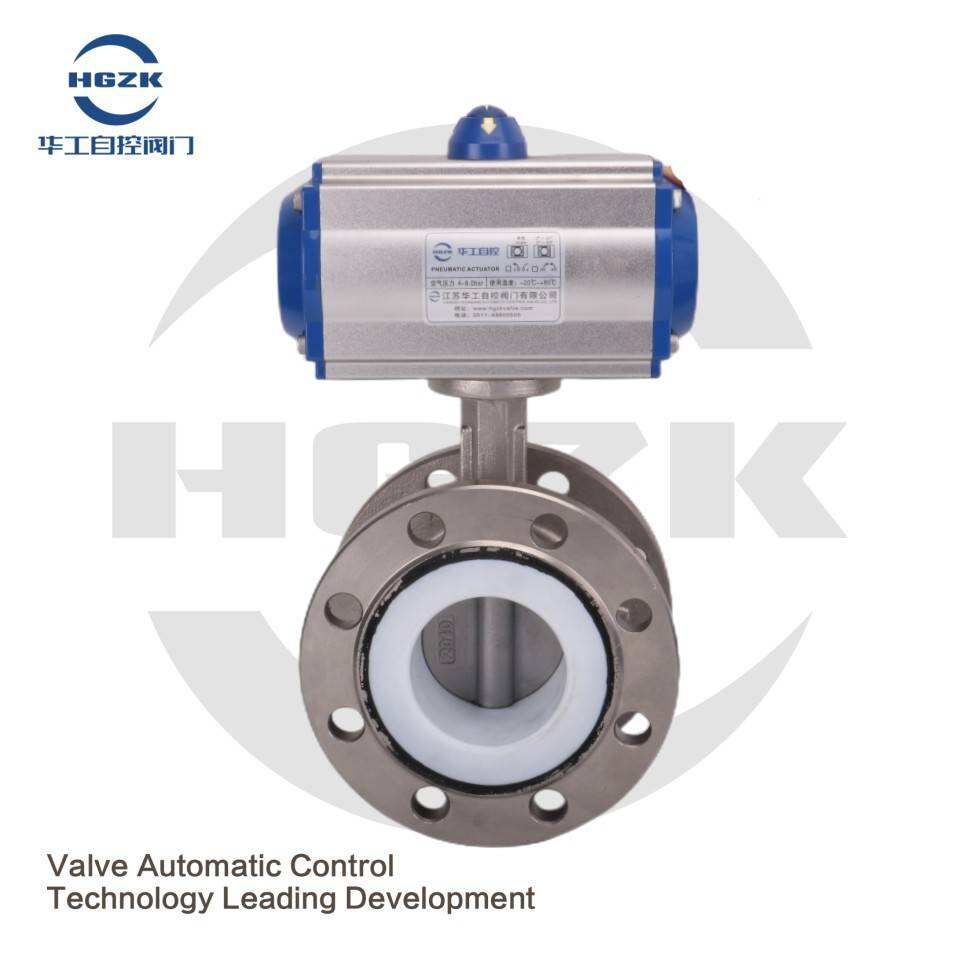 PDV-2PPF Pneumatic Stainless Steel PTFE Flange Butterfly Valve