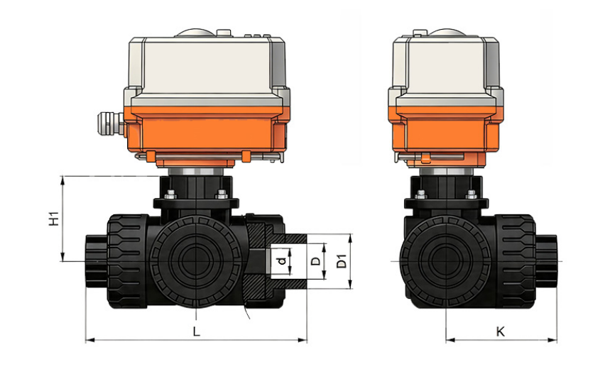 Plastic True Union 3-Way Ball Valve
