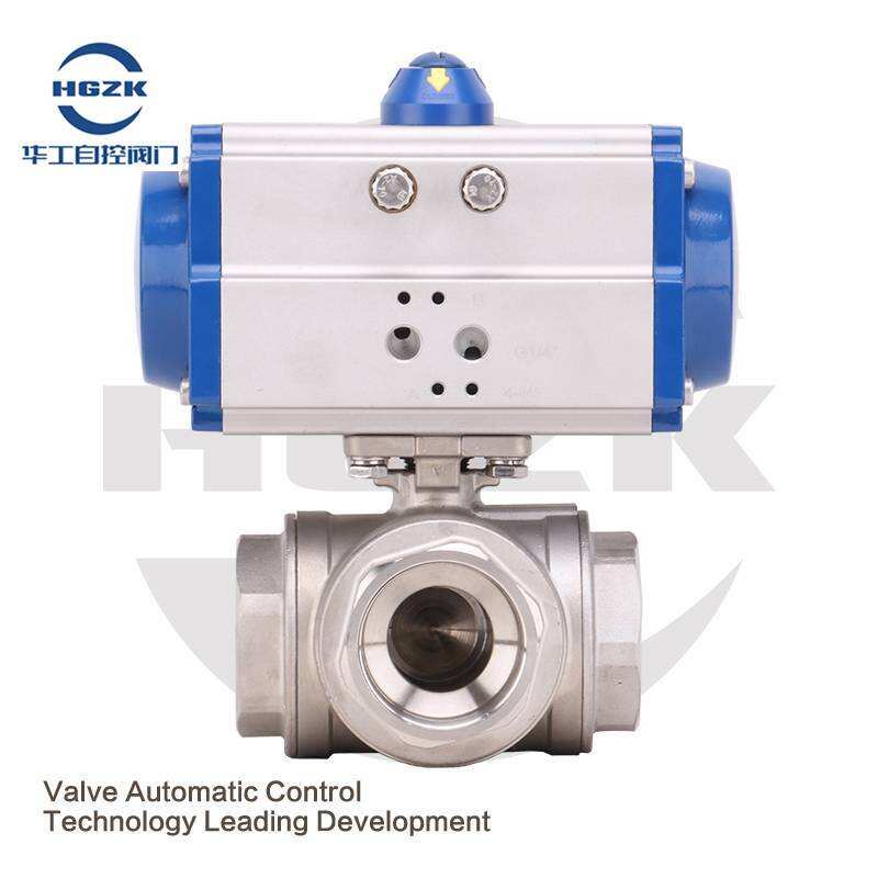 P3QV-1PPF Pneumatic Threaded Three-way Ball Valve