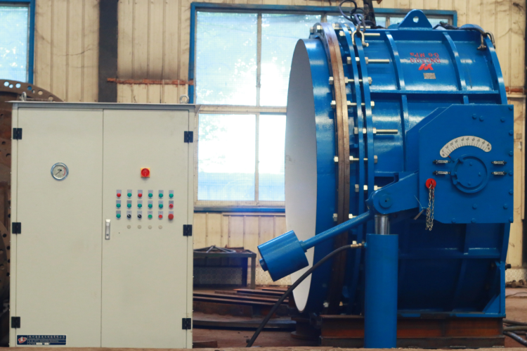 Three eccentric hard sealed flange butterfly valve for hydraulic control of water turbine inlet
