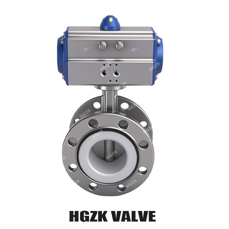 PDV-2PPF Pneumatic Stainless Steel PTFE Flange Butterfly Valve