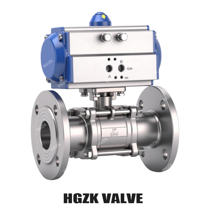 PQV-2PPX AT Pneumatic Stainless Steel Flange Three-piece Ball Valve