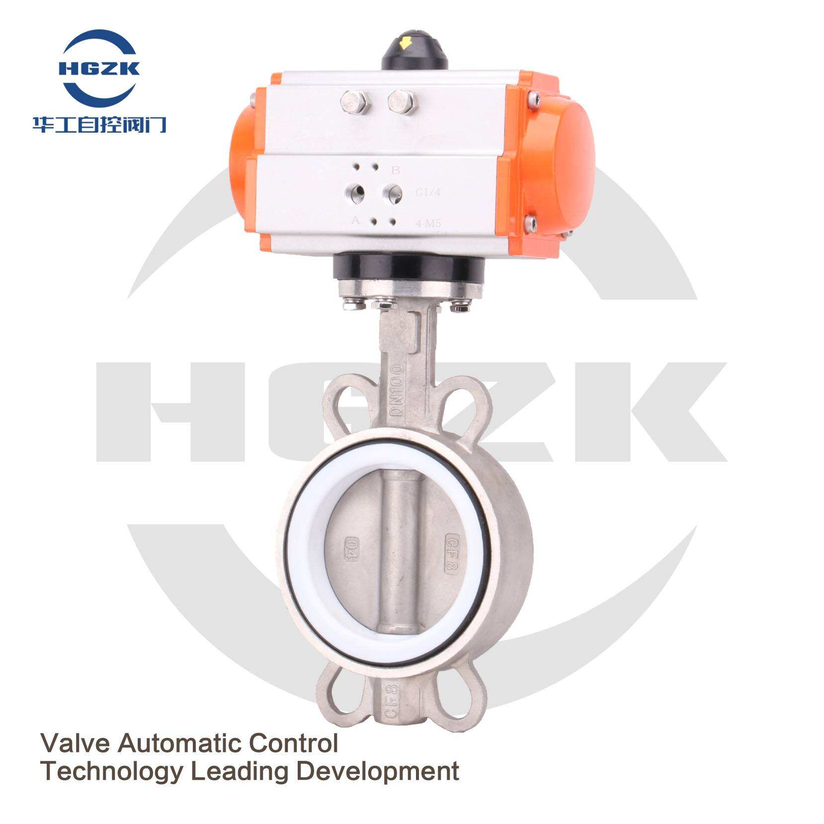 PDV-3PPF Pneumatic Wafer All Stainless Steel PTFE Butterfly Valve