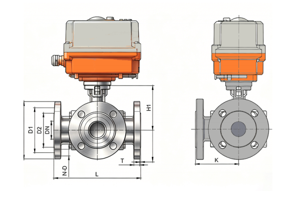 3-Way Flanged Ball Valve