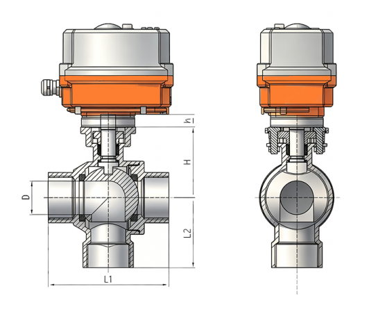 Vertical 3-Way Threaded Ball Valve