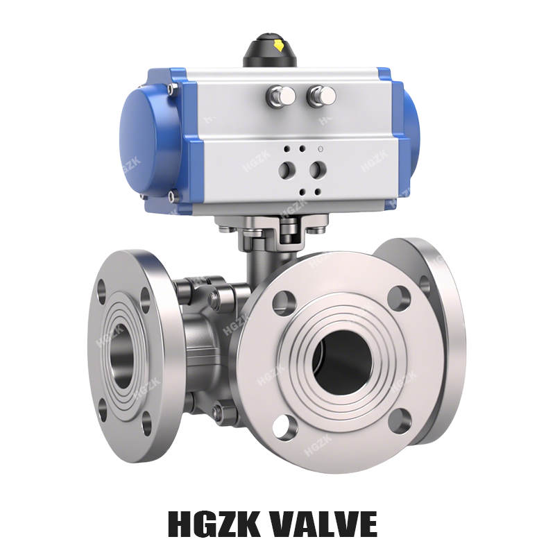 P3QV-2PPF Pneumatic Flange 3-way Ball Valve