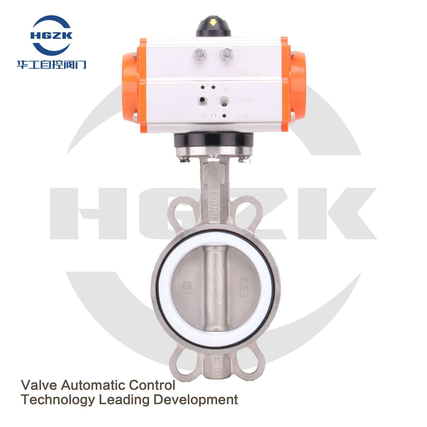 PDV-3PPF Pneumatic Wafer All Stainless Steel PTFE Butterfly Valve