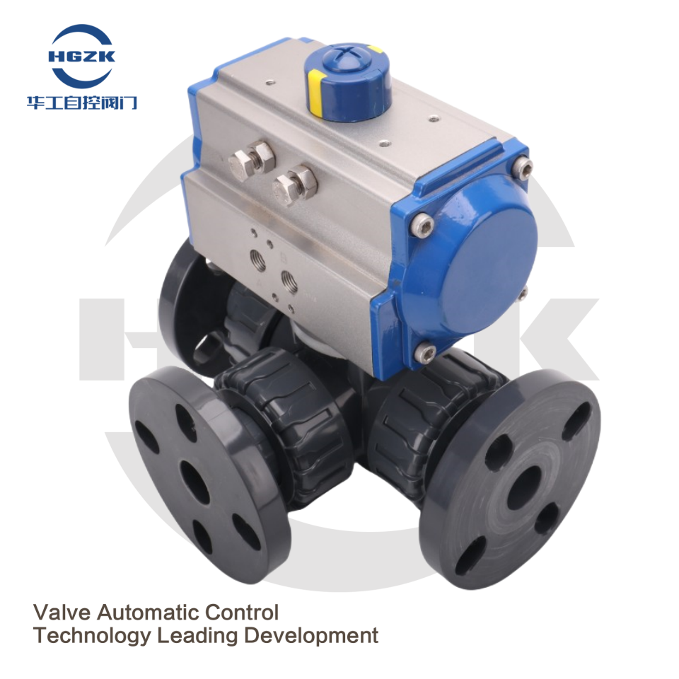 P3QV-2UUX Pneumatic Three-Way Flange Plastic Ball Valve