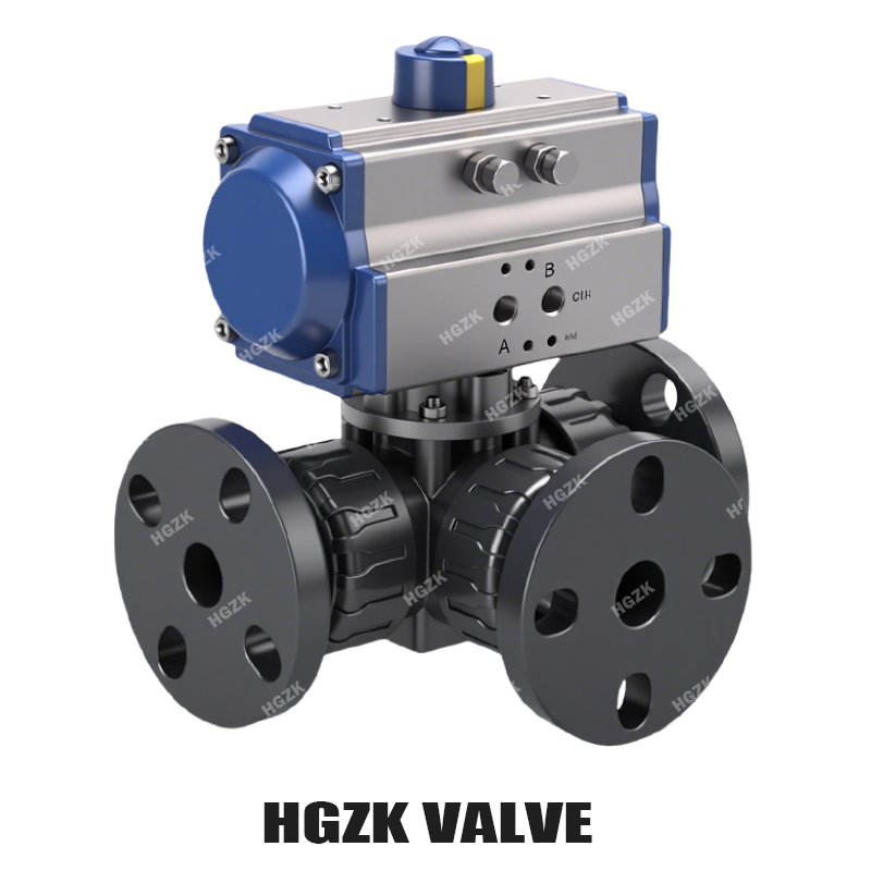 P3QV-2UUX Pneumatic Three-Way Flange Plastic Ball Valve