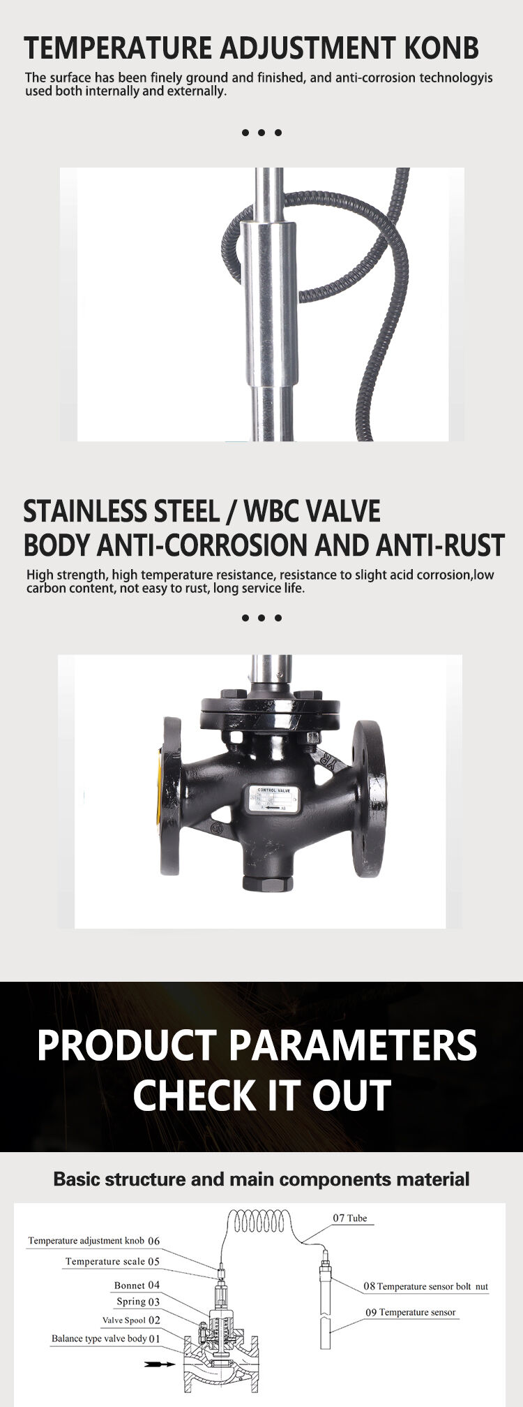 Self-operated Temperature Control Valve Regulating Valve Automatic Water Temperature Flow Constant Temperature Control Valve
