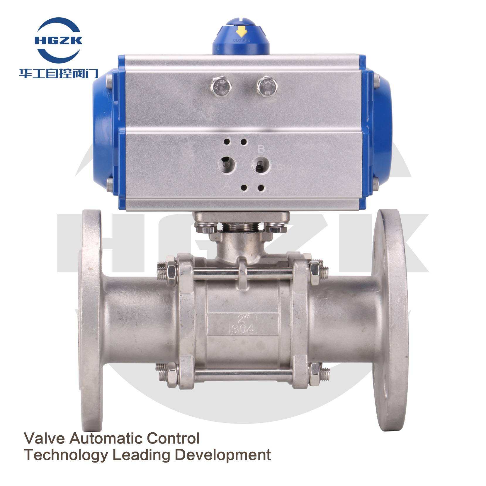 PQV-2PPX AT Pneumatic Stainless Steel Flange Three-piece Ball Valve