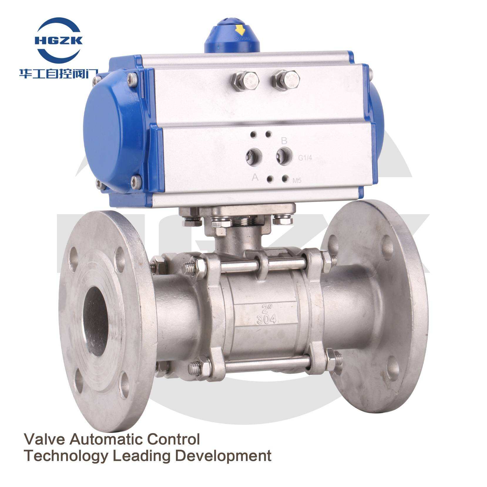 PQV-2PPX AT Pneumatic Stainless Steel Flange Three-piece Ball Valve